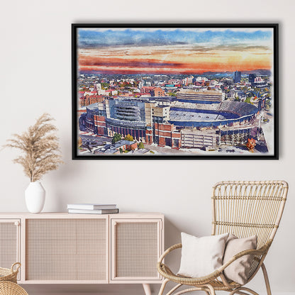 Tennessee Volunteers, Neyland Painting Stadium Watercolor, Football, Sport Gift Art, Framed Canvas Print Wall Art