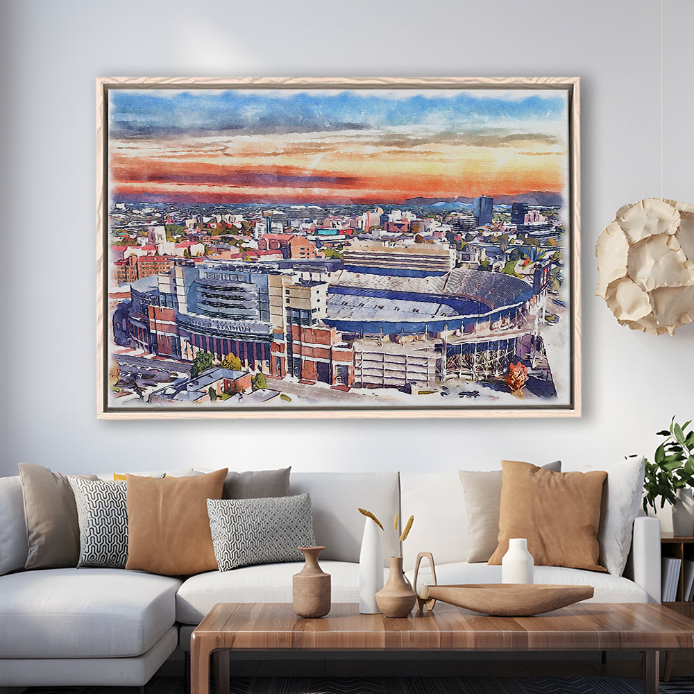 Tennessee Volunteers, Neyland Painting Stadium Watercolor, Football, Sport Gift Art, Framed Canvas Print Wall Art