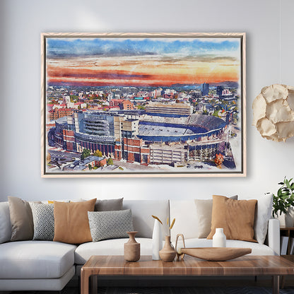 Tennessee Volunteers, Neyland Painting Stadium Watercolor, Football, Sport Gift Art, Framed Canvas Print Wall Art