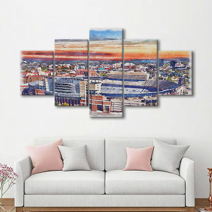 Tennessee Volunteers, Neyland Painting Stadium Watercolor, Football, Sport Art, Mixed 5 Panel, Canvas Print Wall Art