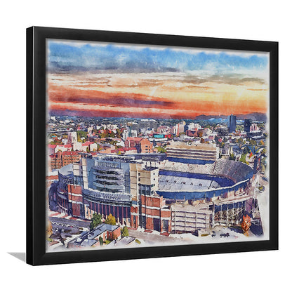 Tennessee Volunteers, Neyland Painting Stadium Watercolor, Football, Sport Gift Art, Framed Art Print Wall Decor