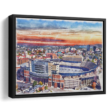 Tennessee Volunteers, Neyland Painting Stadium Watercolor, Football, Sport Gift Art, Framed Canvas Print Wall Art