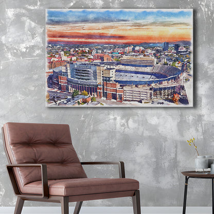 Tennessee Volunteers, Neyland Painting Stadium Watercolor, Football, Sport Art, Gifts for him, Canvas Print Wall Art