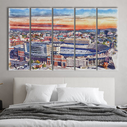 Tennessee Volunteers, Neyland Painting Stadium Watercolor, Football, Sport Art, Extra Large Canvas Print Wall Art