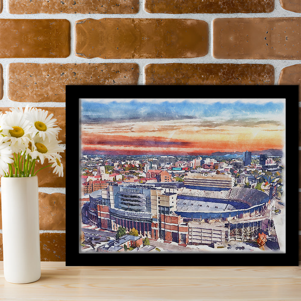 Tennessee Volunteers, Neyland Painting Stadium Watercolor, Football, Sport Gift Art, Framed Art Print Wall Decor