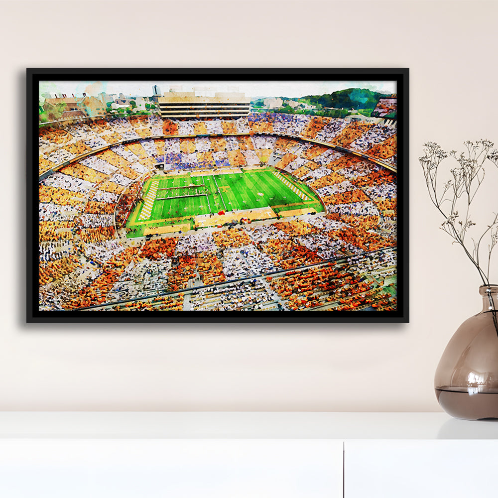 Tennessee Volunteers Neyland Stadium American Sport, Framed Canvas Print, Floating Framed Canvas Print Wall Art