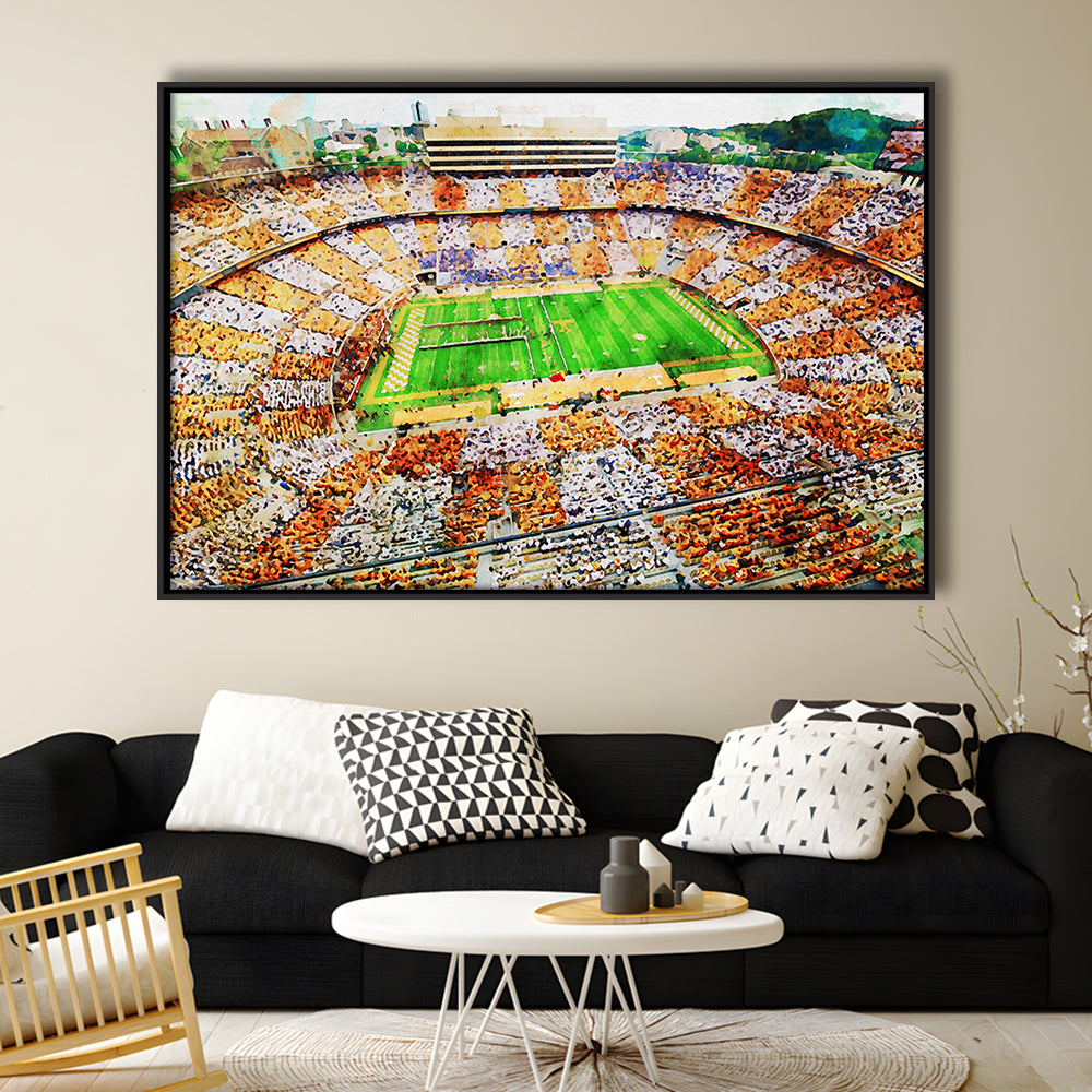 Tennessee Volunteers Neyland Stadium American Sport, Framed Canvas Print, Floating Framed Canvas Print Wall Art