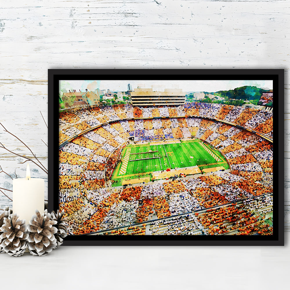 Tennessee Volunteers Neyland Stadium American Sport, Framed Canvas Print, Floating Framed Canvas Print Wall Art