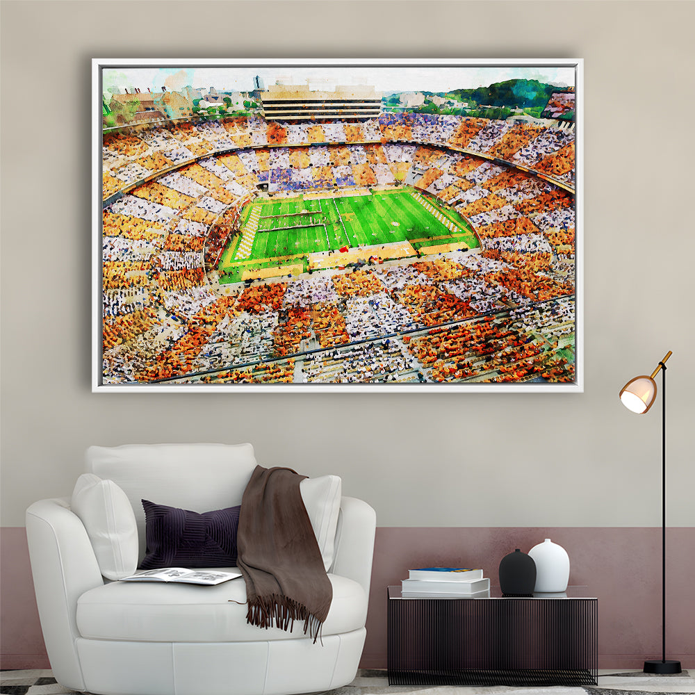 Tennessee Volunteers Neyland Stadium American Sport, Framed Canvas Print, Floating Framed Canvas Print Wall Art