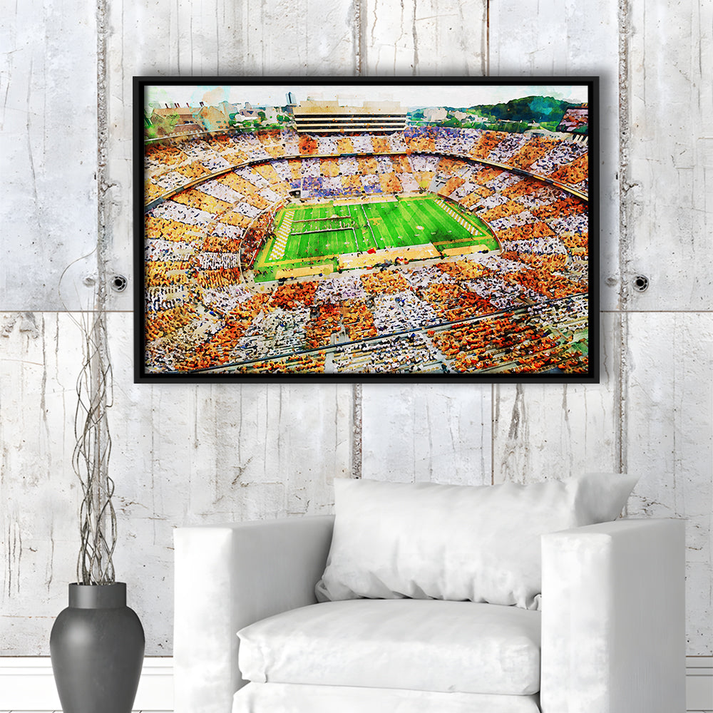 Tennessee Volunteers Neyland Stadium American Sport, Framed Canvas Print, Floating Framed Canvas Print Wall Art