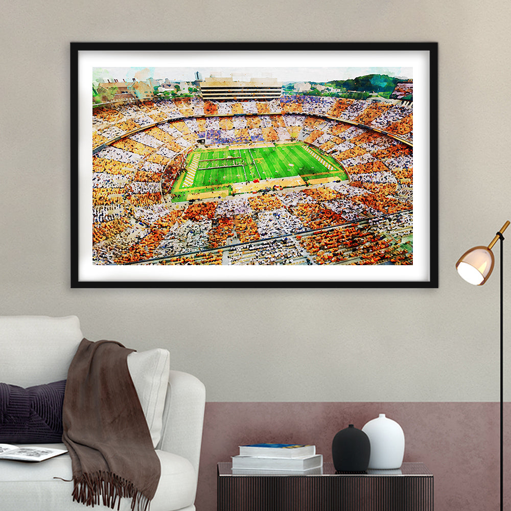 Tennessee Volunteers Neyland Stadium American Sport, Framed  Print, Framed Art Print White Border Wall Decor