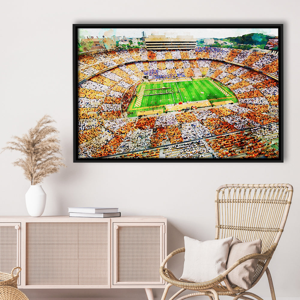 Tennessee Volunteers Neyland Stadium American Sport, Framed Canvas Print, Floating Framed Canvas Print Wall Art