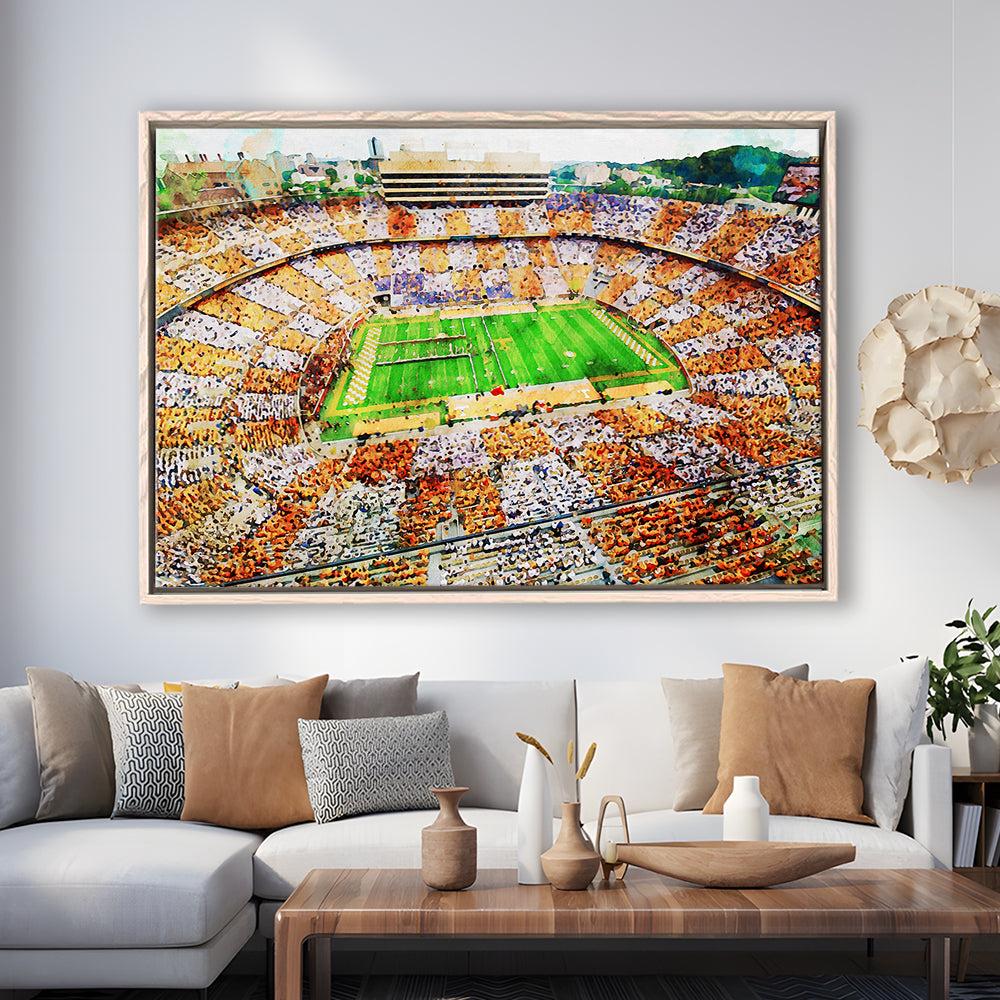 Tennessee Volunteers Neyland Stadium American Sport, Framed Canvas Print, Floating Framed Canvas Print Wall Art