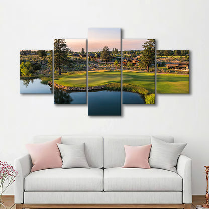 Tetherow Golf Club, Hole 13 Fine Art, Golf Art Print, 5 Pieces Mixed Canvas Print Wall Art
