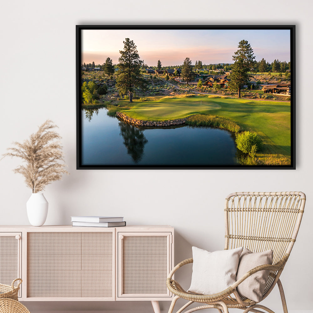 Tetherow Golf Club, Hole 13 Fine Art, Floating Framed Canvas Print Wall Art
