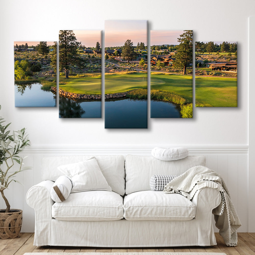 Tetherow Golf Club, Hole 13 Fine Art, Golf Art Print, 5 Pieces Mixed Canvas Print Wall Art