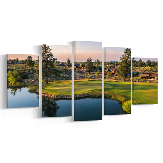 Tetherow Golf Club, Hole 13 Fine Art, Golf Art Print, 5 Pieces Mixed Canvas Print Wall Art