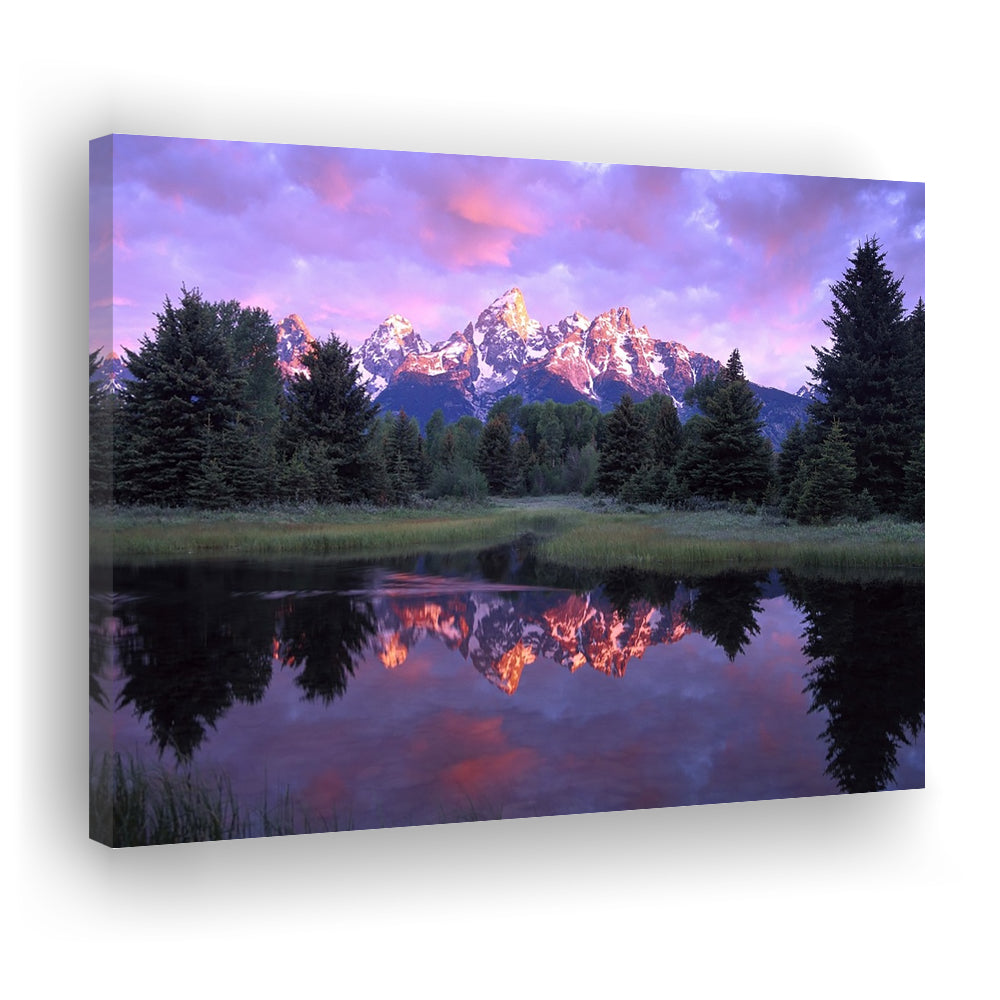 Teton Range at sunrise Schwabacher Landing Grand Teton National Park, Cavas Print Wall Art Hom Decor