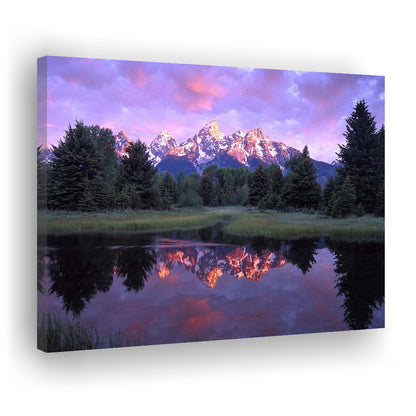 Teton Range at sunrise Schwabacher Landing Grand Teton National Park, Cavas Print Wall Art Hom Decor