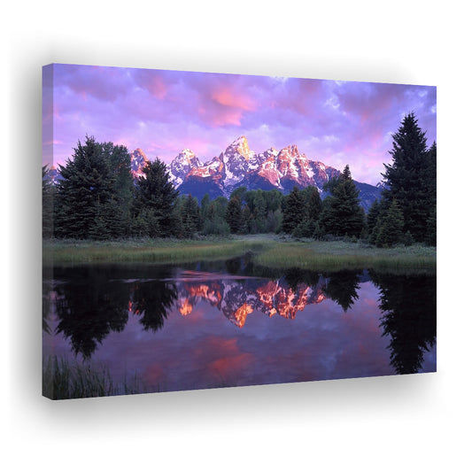 Teton Range at sunrise Schwabacher Landing Grand Teton National Park, Cavas Print Wall Art Hom Decor