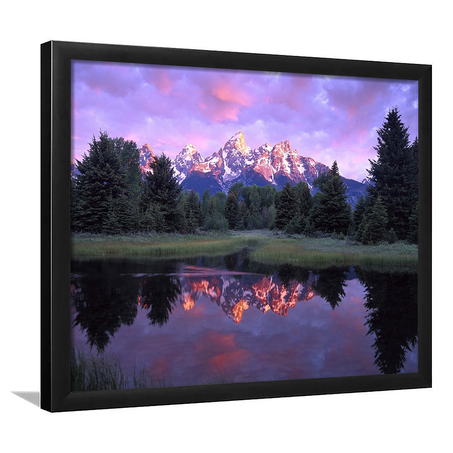 Teton Range At Sunrise Schwabacher Landing Grand Teton National Park, Framed Art Print, Picture Framed