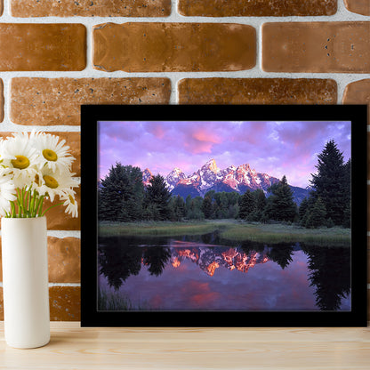 Teton Range At Sunrise Schwabacher Landing Grand Teton National Park, Framed Art Print, Picture Framed