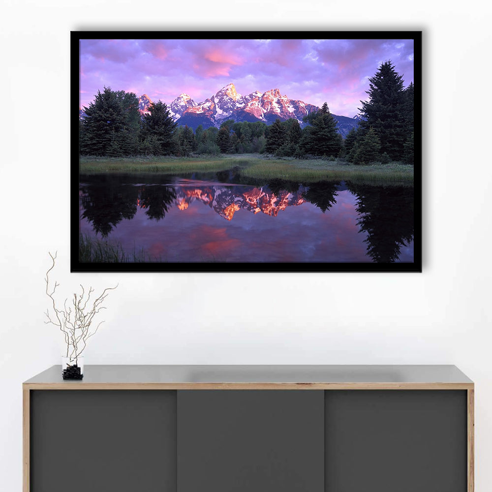 Teton Range At Sunrise Schwabacher Landing Grand Teton National Park, Framed Art Print, Picture Framed