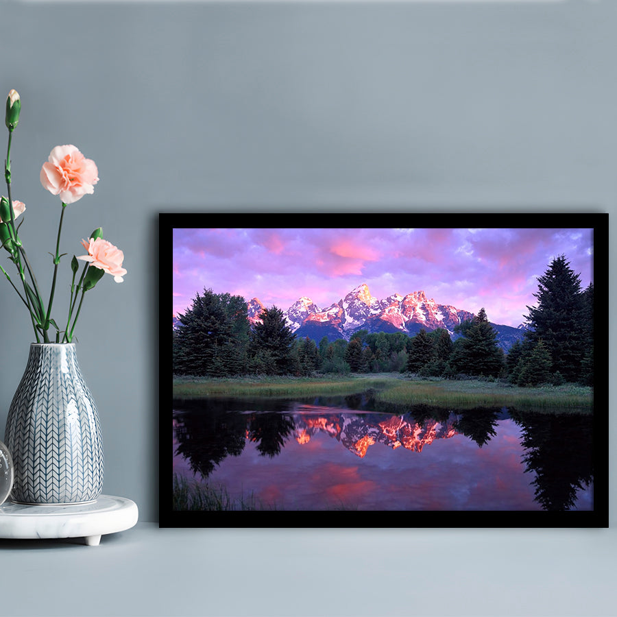 Teton Range At Sunrise Schwabacher Landing Grand Teton National Park, Framed Art Print, Picture Framed
