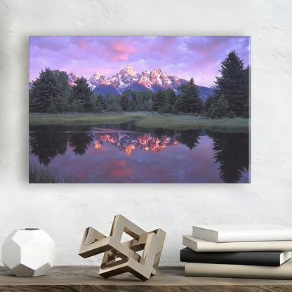 Teton Range at sunrise Schwabacher Landing Grand Teton National Park, Cavas Print Wall Art Hom Decor