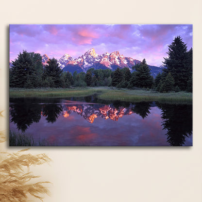Teton Range at sunrise Schwabacher Landing Grand Teton National Park, Cavas Print Wall Art Hom Decor