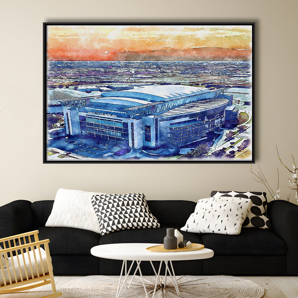 Texans Football Stadium, NRG Painting Stadium Watercolor, Sport Gift Art, Framed Canvas Print Wall Art