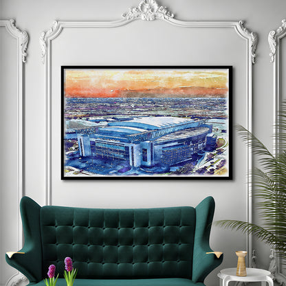 Texans Football Stadium, NRG Painting Stadium Watercolor, Sport Gift Art, Framed Art Print Wall Decor