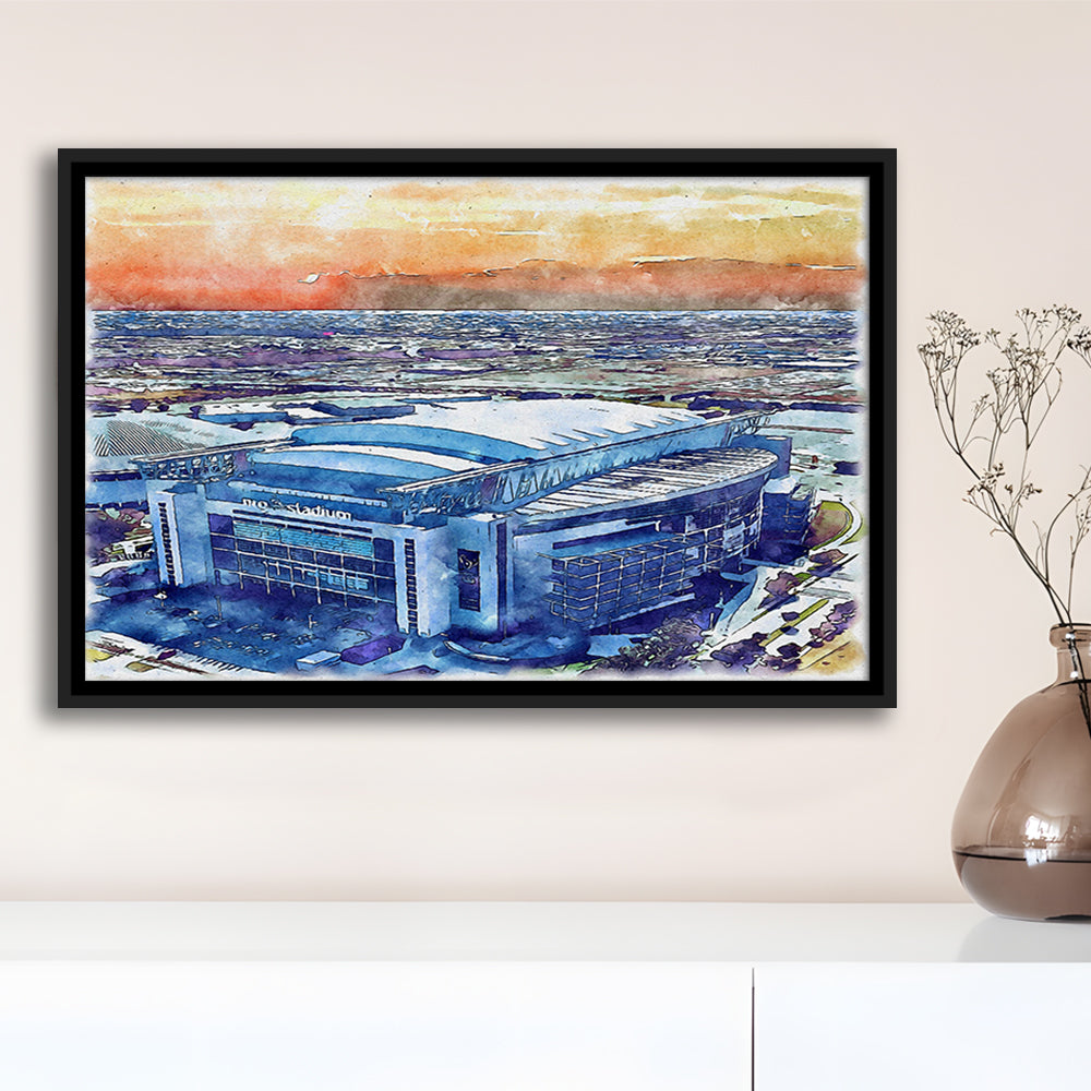 Texans Football Stadium, NRG Painting Stadium Watercolor, Sport Gift Art, Framed Canvas Print Wall Art