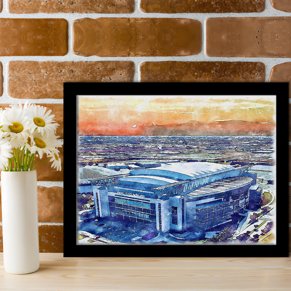 Texans Football Stadium, NRG Painting Stadium Watercolor, Sport Gift Art, Framed Art Print Wall Decor