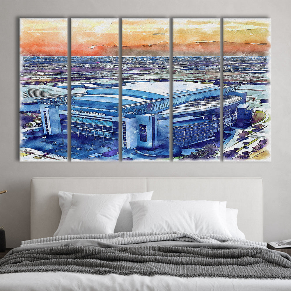 Texans Football Stadium, NRG Painting Stadium Watercolor, Sport Art, Extra Large Canvas Print Wall Art