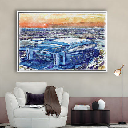 Texans Football Stadium, NRG Painting Stadium Watercolor, Sport Gift Art, Framed Canvas Print Wall Art