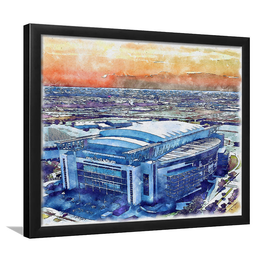 Texans Football Stadium, NRG Painting Stadium Watercolor, Sport Gift Art, Framed Art Print Wall Decor