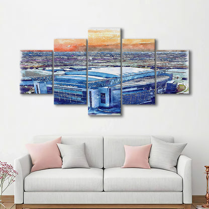Texans Football Stadium, NRG Painting Stadium Watercolor, Sport Art, Mixed 5 Panel, Canvas Print Wall Art