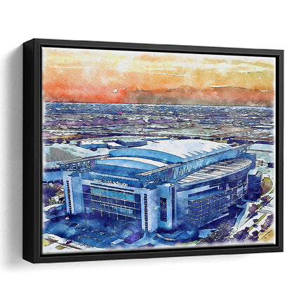 Texans Football Stadium, NRG Painting Stadium Watercolor, Sport Gift Art, Framed Canvas Print Wall Art