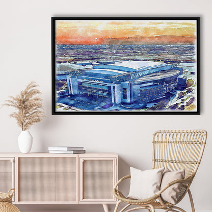 Texans Football Stadium, NRG Painting Stadium Watercolor, Sport Gift Art, Framed Canvas Print Wall Art