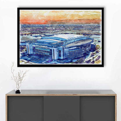Texans Football Stadium, NRG Painting Stadium Watercolor, Sport Gift Art, Framed Art Print Wall Decor
