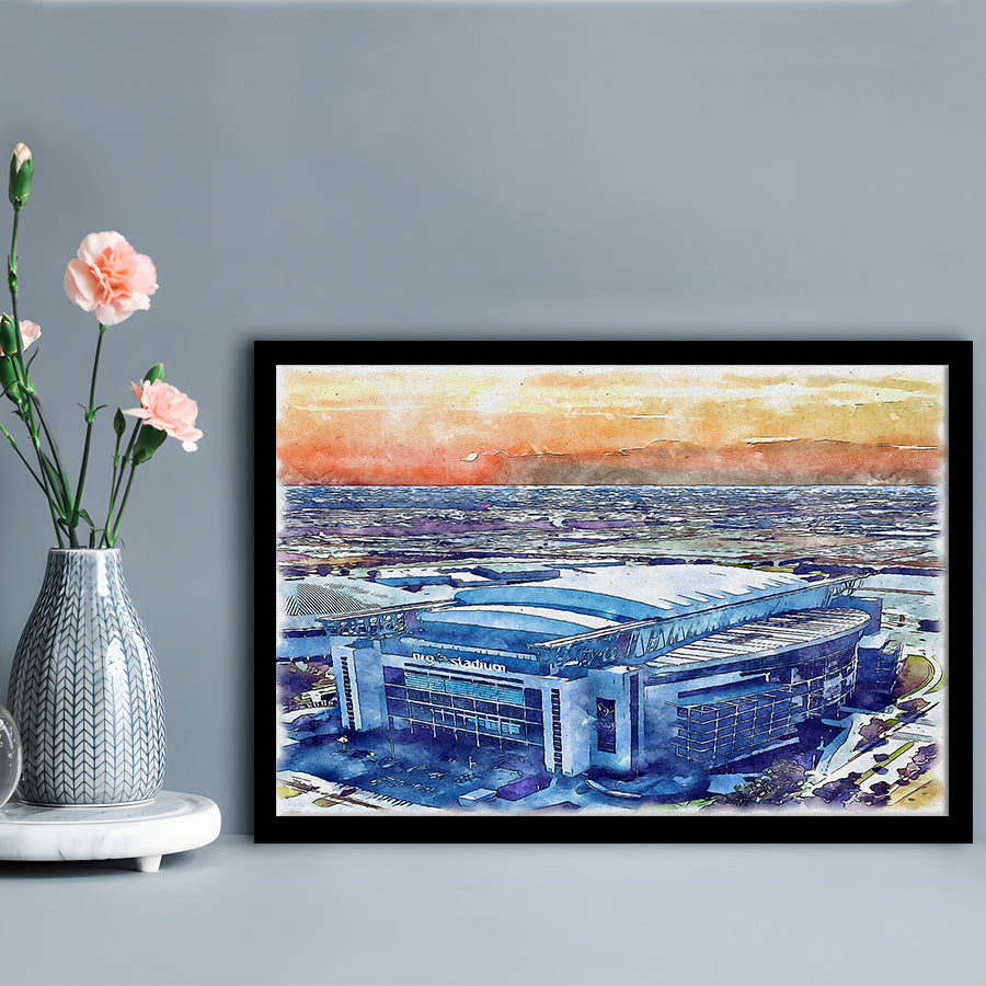 Texans Football Stadium, NRG Painting Stadium Watercolor, Sport Gift Art, Framed Art Print Wall Decor