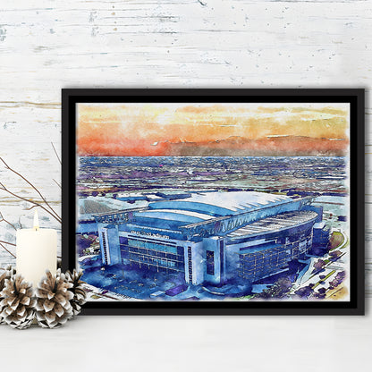 Texans Football Stadium, NRG Painting Stadium Watercolor, Sport Gift Art, Framed Canvas Print Wall Art