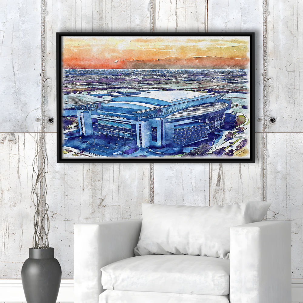 Texans Football Stadium, NRG Painting Stadium Watercolor, Sport Gift Art, Framed Canvas Print Wall Art