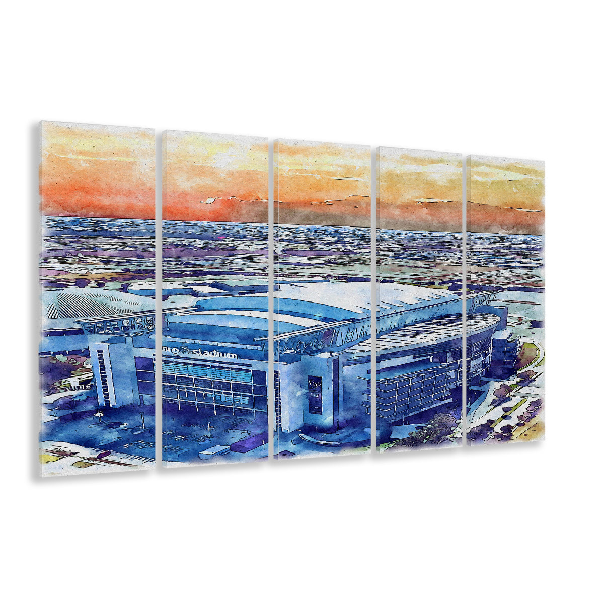 Texans Football Stadium, NRG Painting Stadium Watercolor, Sport Art, Extra Large Canvas Print Wall Art