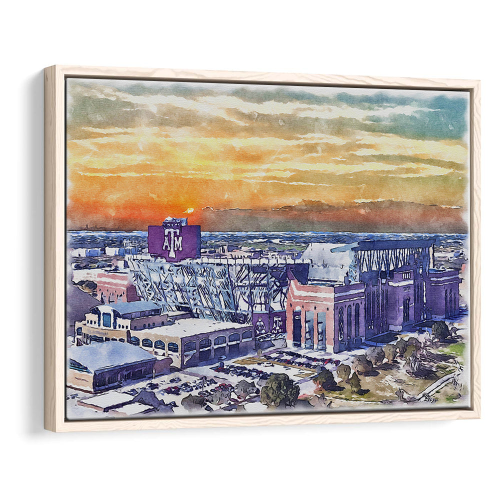 Texas A&M Aggies, Kyle Field Watercolor Painting, Sport Gift Art, Framed Canvas Print Wall Art
