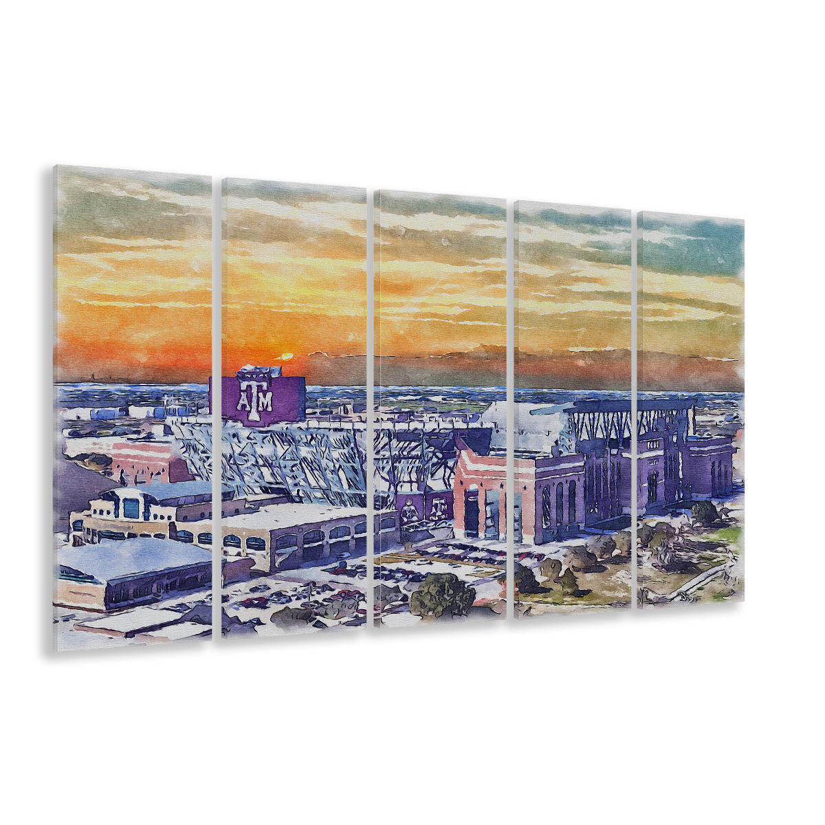 Texas A&M Aggies, Kyle Field Watercolor Painting, Sport Art, Extra Large Canvas Print Wall Art