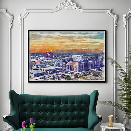 Texas A&M Aggies, Kyle Field Watercolor Painting, Sport Gift Art, Framed Art Print Wall Decor