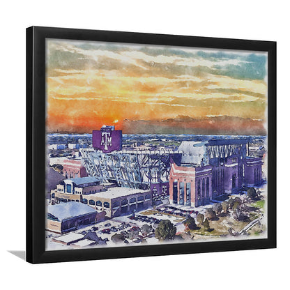 Texas A&M Aggies, Kyle Field Watercolor Painting, Sport Gift Art, Framed Art Print Wall Decor