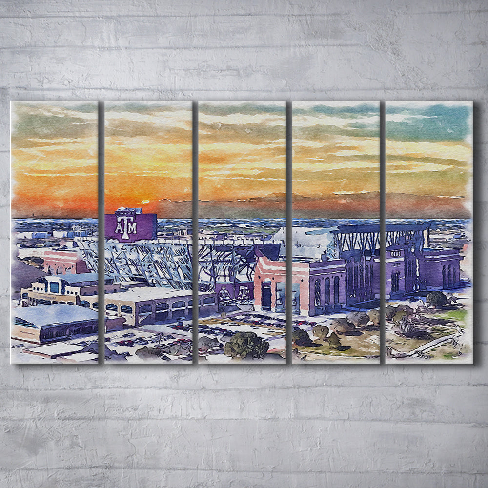 Texas A&M Aggies, Kyle Field Watercolor Painting, Sport Art, Extra Large Canvas Print Wall Art